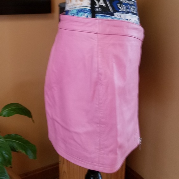 WILSON'S LEATHER MAXIMA PINK LEATHER MINISKIRT! - Picture 2 of 8